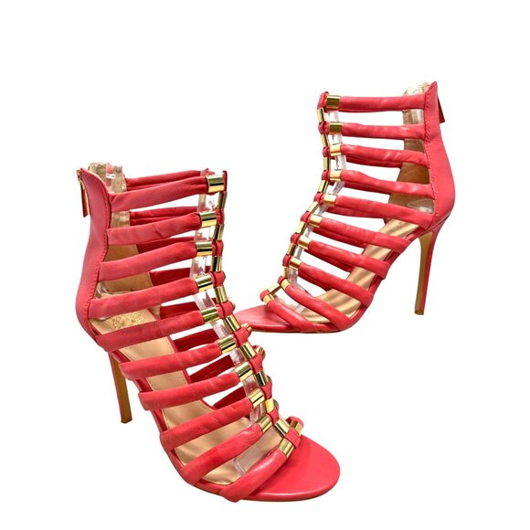 Vince Camuto Troy Pink Leather Gladiator Stiletto Sandals - Picture 6 of 11